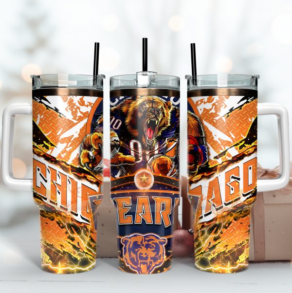 Chicago Bears NFL Mascot Custom Stanley Quencher 30oz-40oz Stainless Steel Tumbler Hot And Cold Tumbler