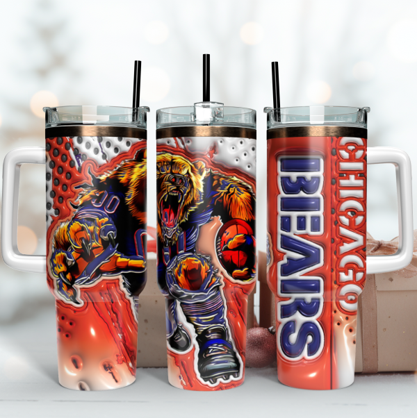 Chicago Bears NFL Mascot Custom Stanley Quencher 30oz-40oz Stainless Steel Tumbler Hot And Cold Tumbler
