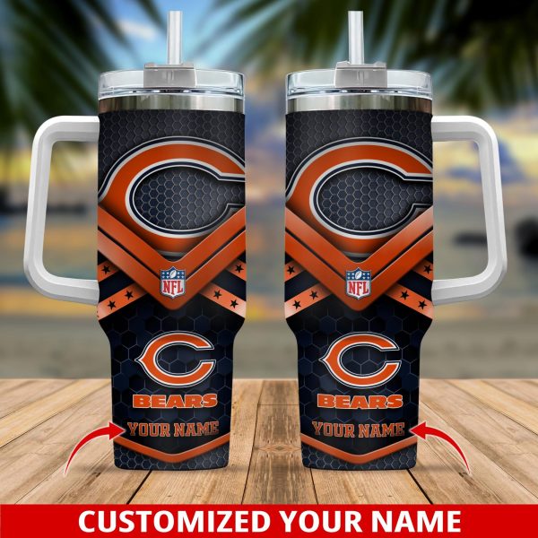Chicago Bears NFL Custom Stanley Quencher 30oz-40oz Stainless Steel Tumbler Hot And Cold Tumbler
