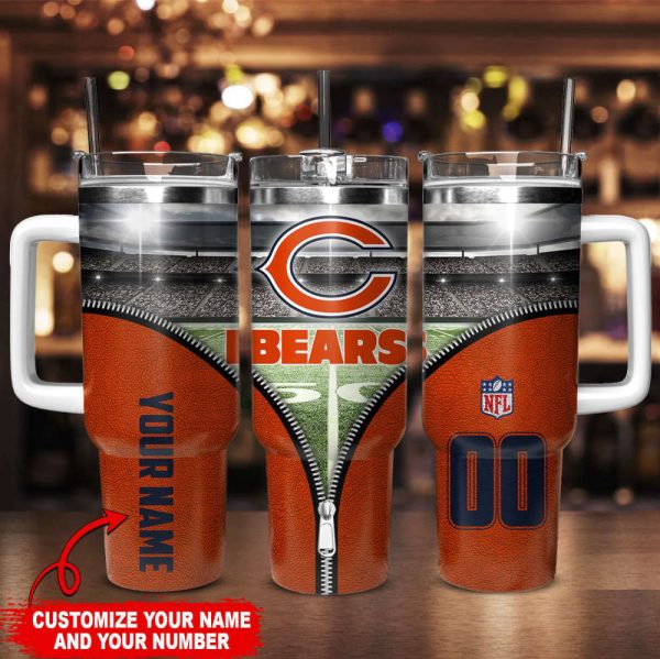Chicago Bears NFL Custom Stanley Quencher 30oz-40oz Stainless Steel Tumbler Hot And Cold Tumbler - Image 2