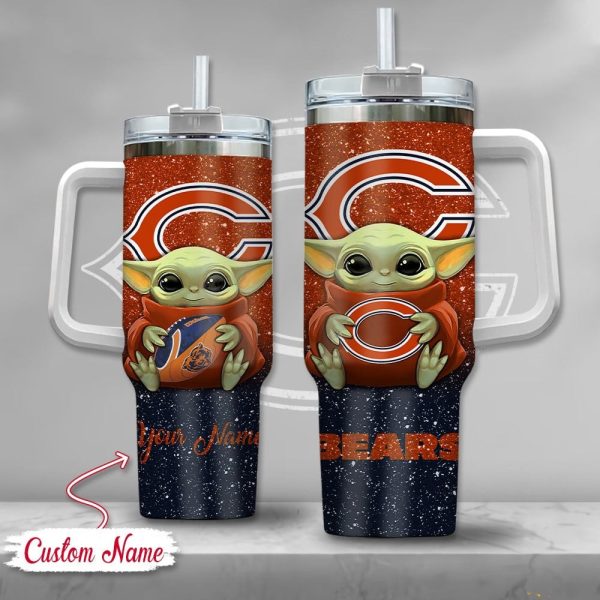 Chicago Bears NFL Custom Stanley Quencher 30oz-40oz Stainless Steel Tumbler Hot And Cold Tumbler