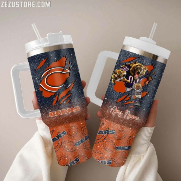Chicago Bears NFL Custom Stanley Quencher 30oz-40oz Stainless Steel Tumbler Hot And Cold Tumbler