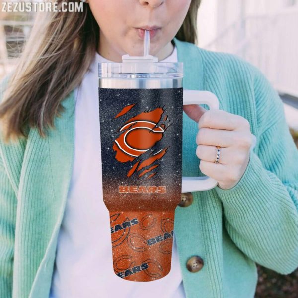 Chicago Bears NFL Custom Stanley Quencher 30oz-40oz Stainless Steel Tumbler Hot And Cold Tumbler - Image 2