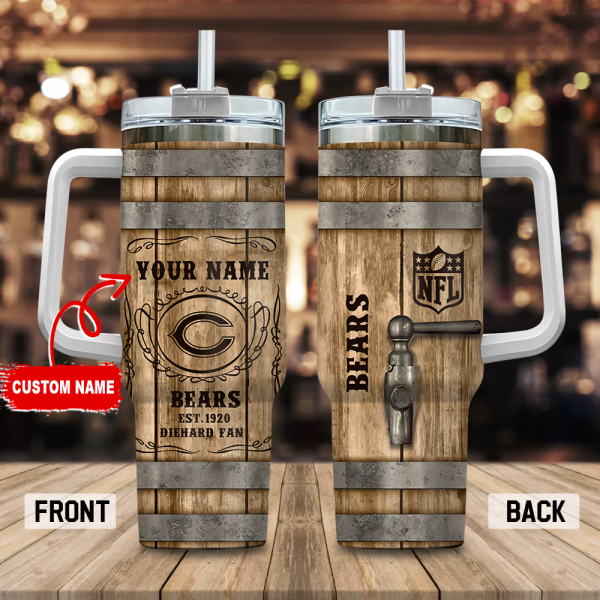 Chicago Bears NFL Custom Stanley Quencher 30oz-40oz Stainless Steel Tumbler Hot And Cold Tumbler