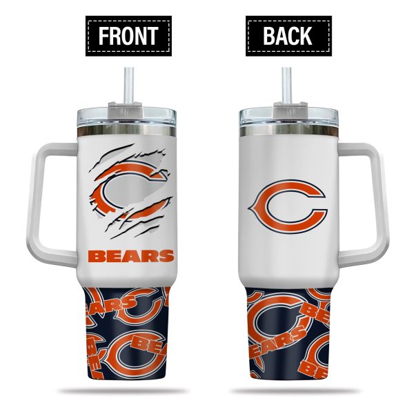 Chicago Bears NFL Custom Stanley Quencher 30oz-40oz Stainless Steel Tumbler Hot And Cold Tumbler