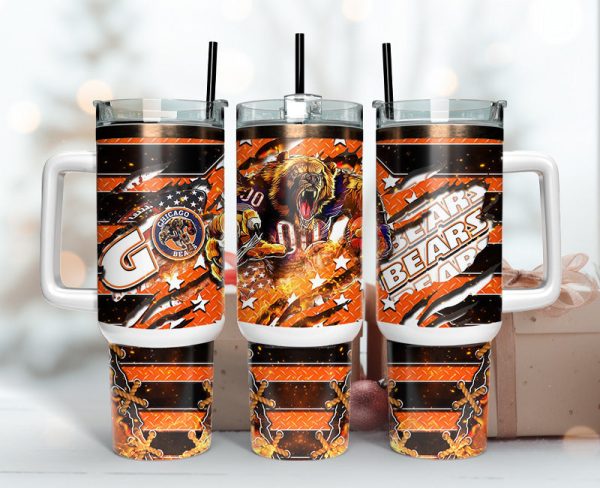 Chicago Bears NFL Mascot Custom Stanley Quencher 30oz-40oz Stainless Steel Tumbler Hot And Cold Tumbler