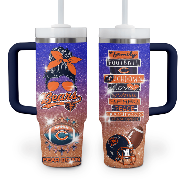 Chicago Bears NFL Custom Stanley Quencher 30oz-40oz Stainless Steel Tumbler Hot And Cold Tumbler - Image 2