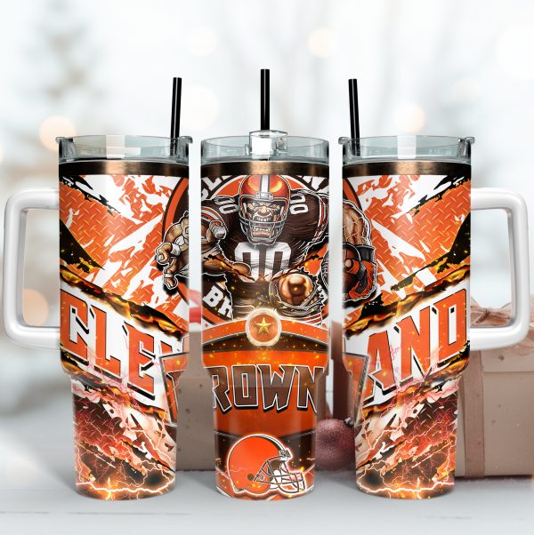 Cleveland Browns NFL Mascot Custom Stanley Quencher 30oz-40oz Stainless Steel Tumbler Hot And Cold Tumbler