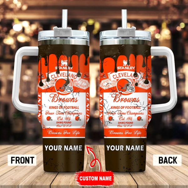 Cleveland Browns NFL Kings Of Football Custom Stanley Quencher 30oz-40oz Stainless Steel Tumbler Hot And Cold Tumbler