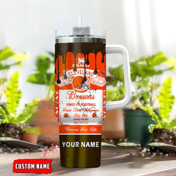 Cleveland Browns NFL Kings Of Football Custom Stanley Quencher 30oz-40oz Stainless Steel Tumbler Hot And Cold Tumbler - Image 2