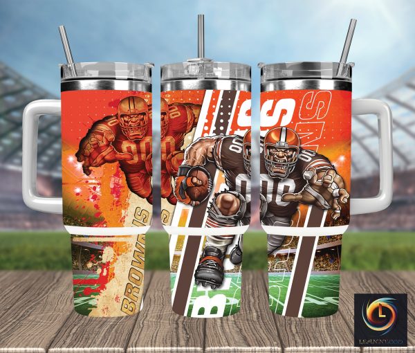 Cleveland Browns NFL Mascot Custom Stanley Quencher 30oz-40oz Stainless Steel Tumbler Hot And Cold Tumbler