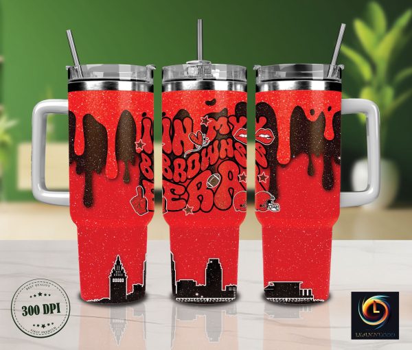 Cleveland Browns NFL Glitter Custom Stanley Quencher 30oz-40oz Stainless Steel Tumbler Hot And Cold Tumbler