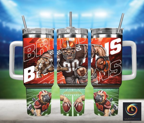 Cleveland Browns NFL Mascot Custom Stanley Quencher 30oz-40oz Stainless Steel Tumbler Hot And Cold Tumbler