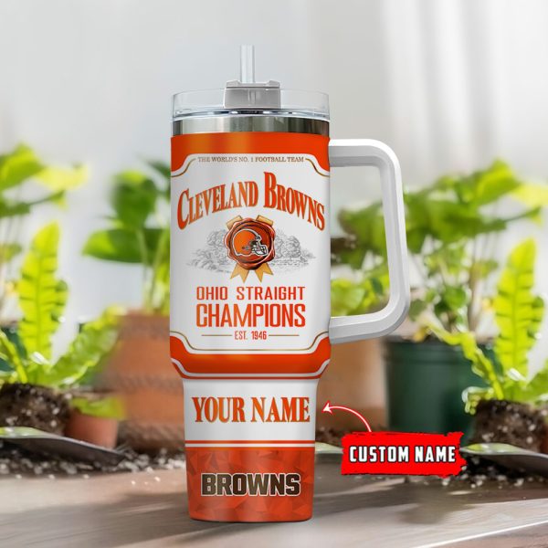 Cleveland Browns NFL Jim Beam Custom Stanley Quencher 30oz-40oz Stainless Steel Tumbler Hot And Cold Tumbler - Image 2