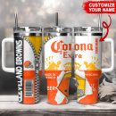 Cleveland Browns NFL Corona Extra Custom Stanley Quencher 30oz-40oz Stainless Steel Tumbler Hot And Cold Tumbler