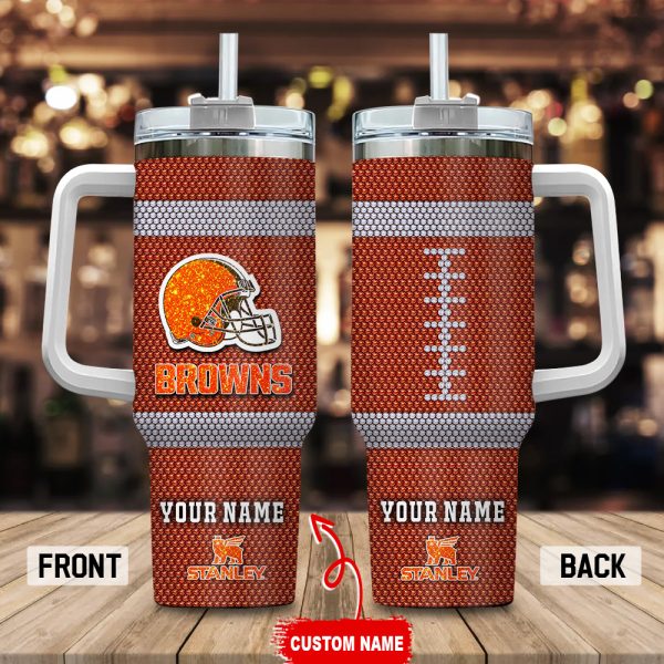 Cleveland Browns NFL Crystal Custom Stanley Quencher 30oz-40oz Stainless Steel Tumbler Hot And Cold Tumbler
