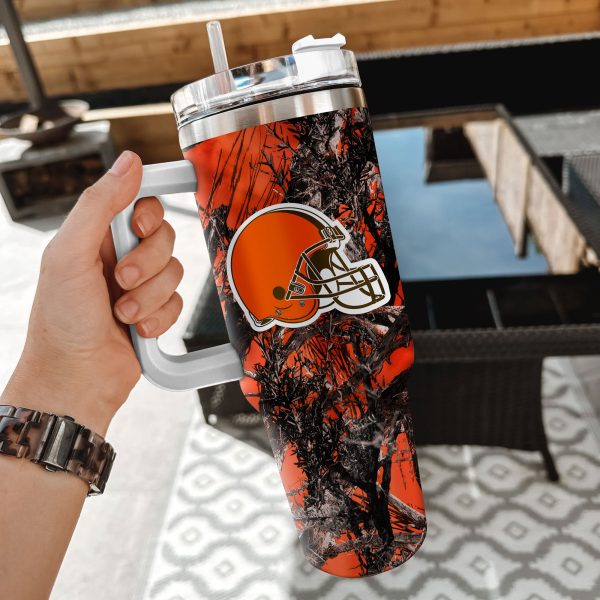 Cleveland Browns NFL Hunting Custom Stanley Quencher 30oz-40oz Stainless Steel Tumbler Hot And Cold Tumbler - Image 2