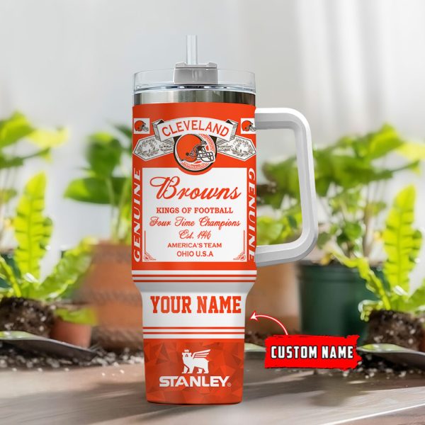 Cleveland Browns NFL Kings Of Football Custom Stanley Quencher 30oz-40oz Stainless Steel Tumbler Hot And Cold Tumbler - Image 2