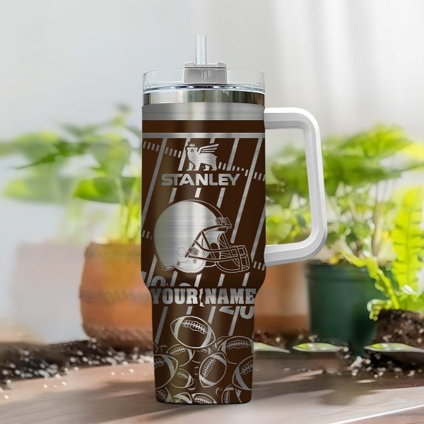 Cleveland Browns NFL Silver Custom Stanley Quencher 30oz-40oz Stainless Steel Tumbler Hot And Cold Tumbler - Image 2