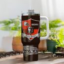 Cleveland Browns NFL Silver Logo Custom Stanley Quencher 30oz-40oz Stainless Steel Tumbler Hot And Cold Tumbler