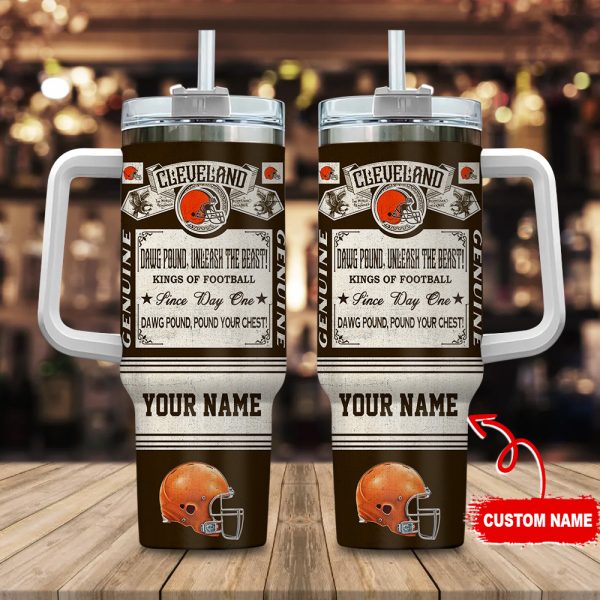 Cleveland Browns NFL Vintage Kings Of Football Custom Stanley Quencher 30oz-40oz Stainless Steel Tumbler Hot And Cold Tumbler