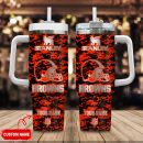 Cleveland Browns NFL Camouflage Silver Logo Custom Stanley Quencher 30oz-40oz Stainless Steel Tumbler Hot And Cold Tumbler