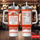 Cleveland Browns NFL Nutrition Facts Custom Stanley Quencher 30oz-40oz Stainless Steel Tumbler Hot And Cold Tumbler