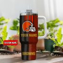 Cleveland Browns NFL Leather Effect Custom Stanley Quencher 30oz-40oz Stainless Steel Tumbler Hot And Cold Tumbler