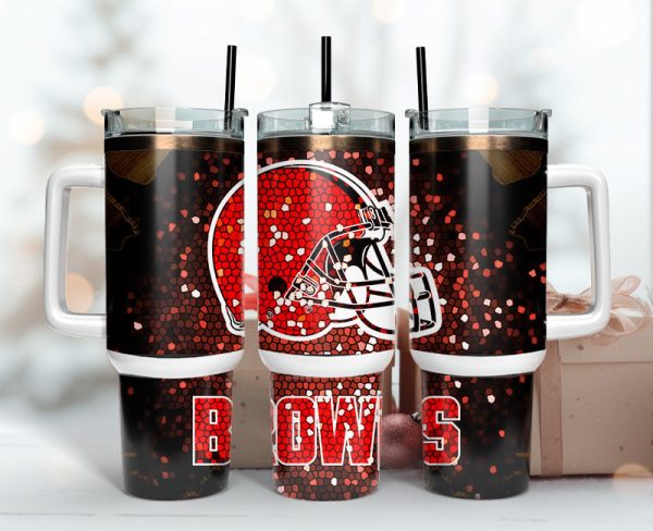 Cleveland Browns NFL Stained Glass Effect Custom Stanley Quencher 30oz-40oz Stainless Steel Tumbler Hot And Cold Tumbler