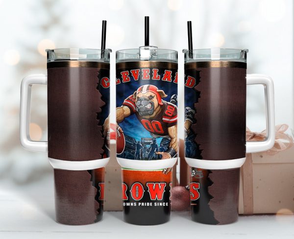 Cleveland Browns NFL Mascot Custom Stanley Quencher 30oz-40oz Stainless Steel Tumbler Hot And Cold Tumbler