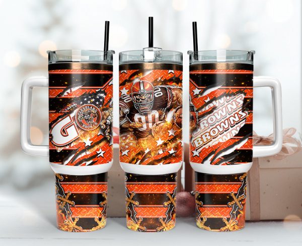 Cleveland Browns NFL Mascot Custom Stanley Quencher 30oz-40oz Stainless Steel Tumbler Hot And Cold Tumbler