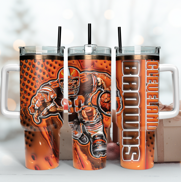 Cleveland Browns NFL Mascot Custom Stanley Quencher 30oz-40oz Stainless Steel Tumbler Hot And Cold Tumbler