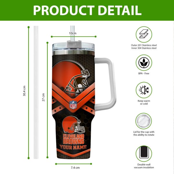 Cleveland Browns NFL Custom Stanley Quencher 30oz-40oz Stainless Steel Tumbler Hot And Cold Tumbler - Image 2