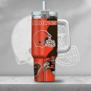 NFL Cleveland Browns Gangster Skeleton Custom Stanley Quencher 30oz-40oz Stainless Steel Tumbler Hot And Cold Tumbler