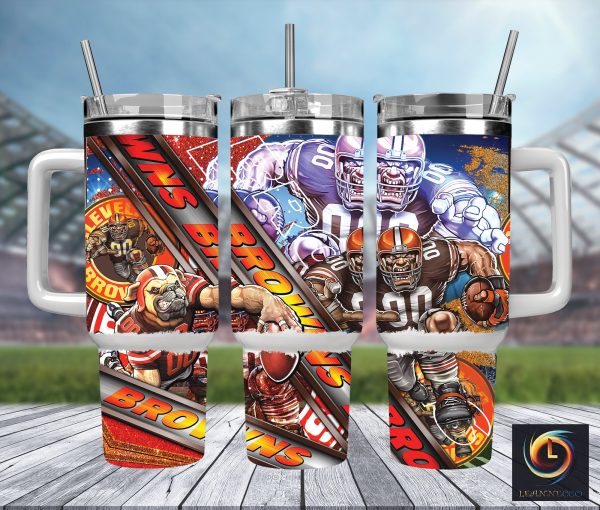 Cleveland Browns NFL Mascot Custom Stanley Quencher 30oz-40oz Stainless Steel Tumbler Hot And Cold Tumbler