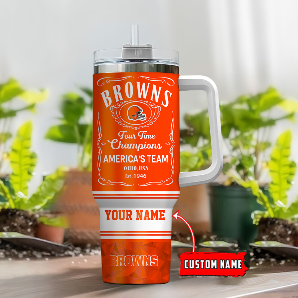Cleveland Browns NFL Custom Stanley Quencher 30oz-40oz Stainless Steel Tumbler Hot And Cold Tumbler - Image 2