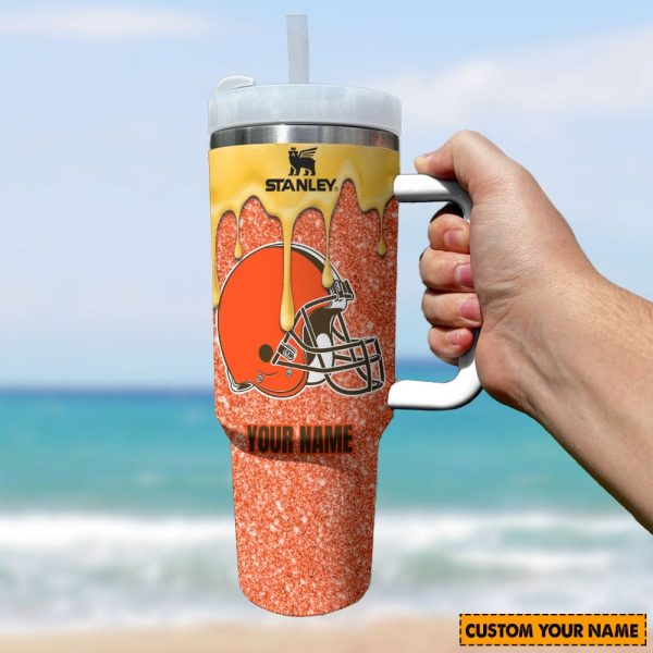 NFL Cleveland Browns Custom Stanley Quencher 30oz-40oz Stainless Steel Tumbler Hot And Cold Tumbler