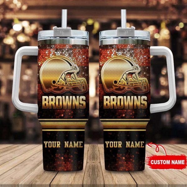 Cleveland Browns NFL Custom Stanley Quencher 30oz-40oz Stainless Steel Tumbler Hot And Cold Tumbler