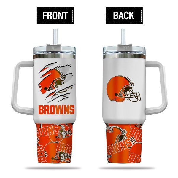 Cleveland Browns NFL Custom Stanley Quencher 30oz-40oz Stainless Steel Tumbler Hot And Cold Tumbler