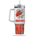 Cleveland Browns NFL Custom Stanley Quencher 30oz-40oz Stainless Steel Tumbler Hot And Cold Tumbler
