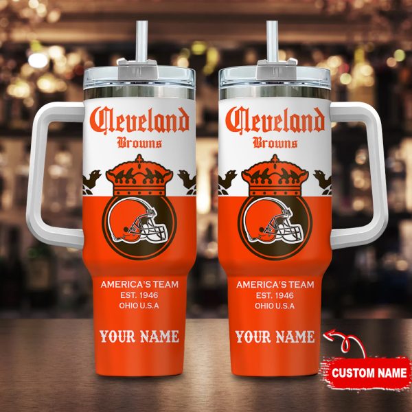 Cleveland Browns NFL Corona Extra Custom Stanley Quencher 30oz-40oz Stainless Steel Tumbler Hot And Cold Tumbler