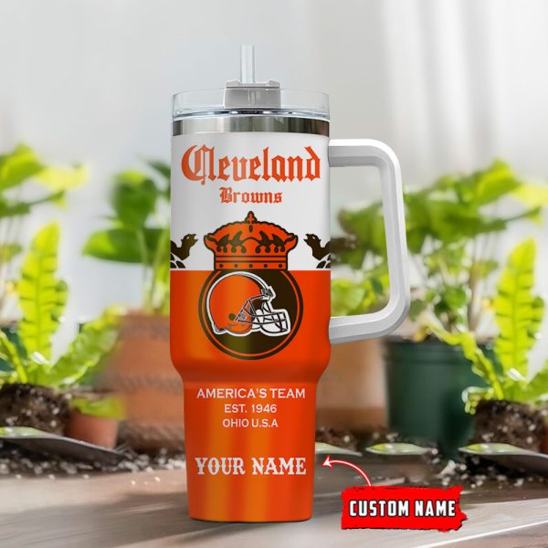 Cleveland Browns NFL Corona Extra Custom Stanley Quencher 30oz-40oz Stainless Steel Tumbler Hot And Cold Tumbler - Image 2