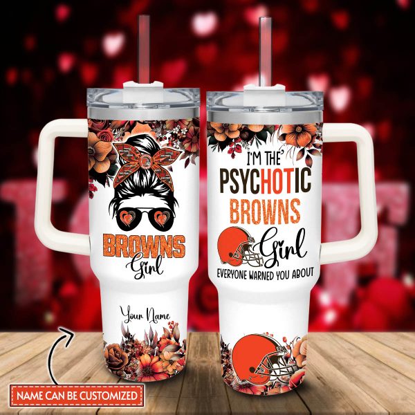 Cleveland Browns NFL Custom Stanley Quencher 30oz-40oz Stainless Steel Tumbler