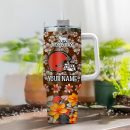 Cleveland Browns NFL Tropical Floral Custom Stanley Quencher 30oz-40oz Stainless Steel