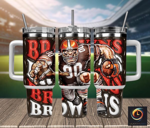 Cleveland Browns NFL Mascot Custom Stanley Quencher 30oz-40oz Stainless Steel Tumbler Hot And Cold Tumbler