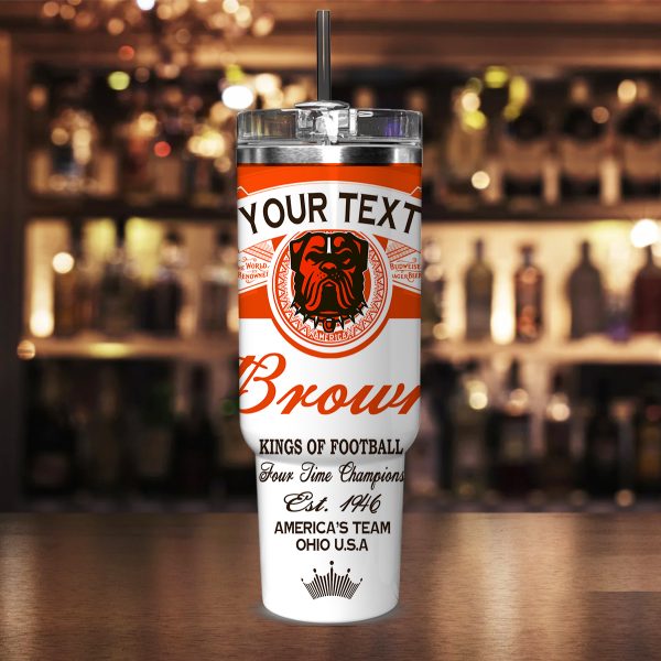 Cleveland Browns NFL Kings Of Football Custom Stanley Quencher 30oz-40oz Stainless Steel Tumbler Hot And Cold Tumbler - Image 2