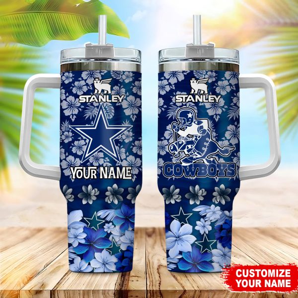 Dallas Cowboys NFL Tropical Floral Custom Stanley Quencher 30oz-40oz Stainless Steel