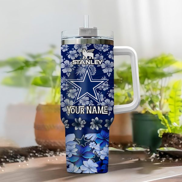 Dallas Cowboys NFL Tropical Floral Custom Stanley Quencher 30oz-40oz Stainless Steel - Image 2