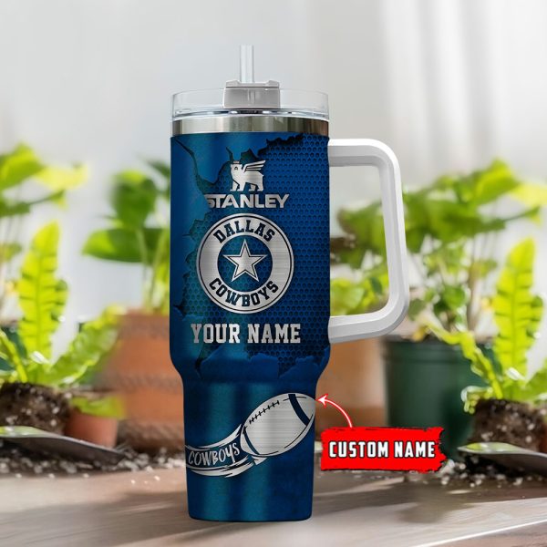 Dallas Cowboys NFL Metal Style Custom Stanley Quencher 30oz-40oz Stainless Steel Tumbler Hot And Cold Tumbler - Image 2