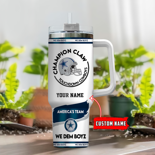 Dallas Cowboys NFL Champion Claw Custom Stanley Quencher 30oz-40oz Stainless Steel Tumbler Hot And Cold Tumbler - Image 2